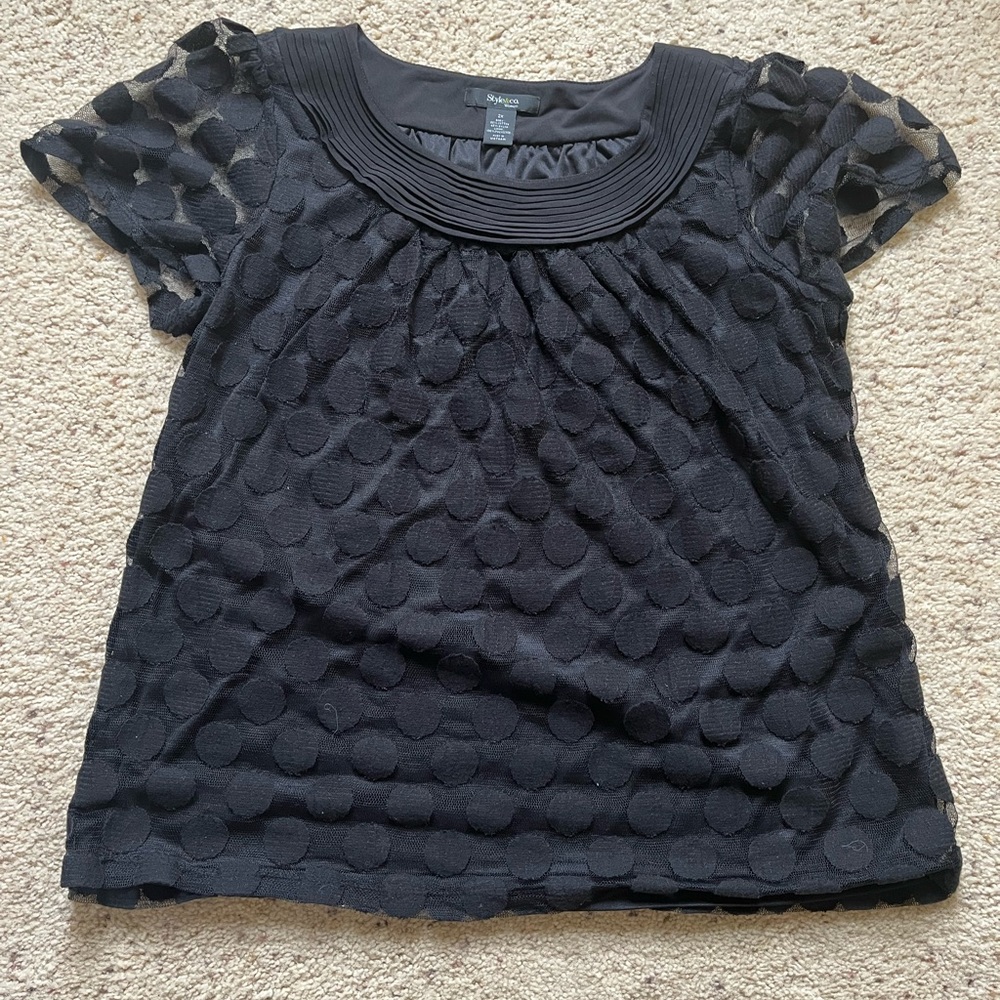 Style & Co woman’s black lace blouse